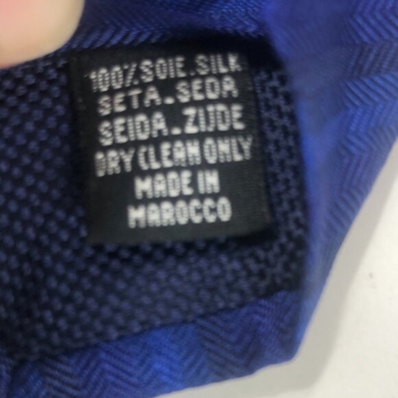 THOMAS PINK Vintage Tie Made in Morocco 100% Silk Blue Striped - Picture 7 of 8